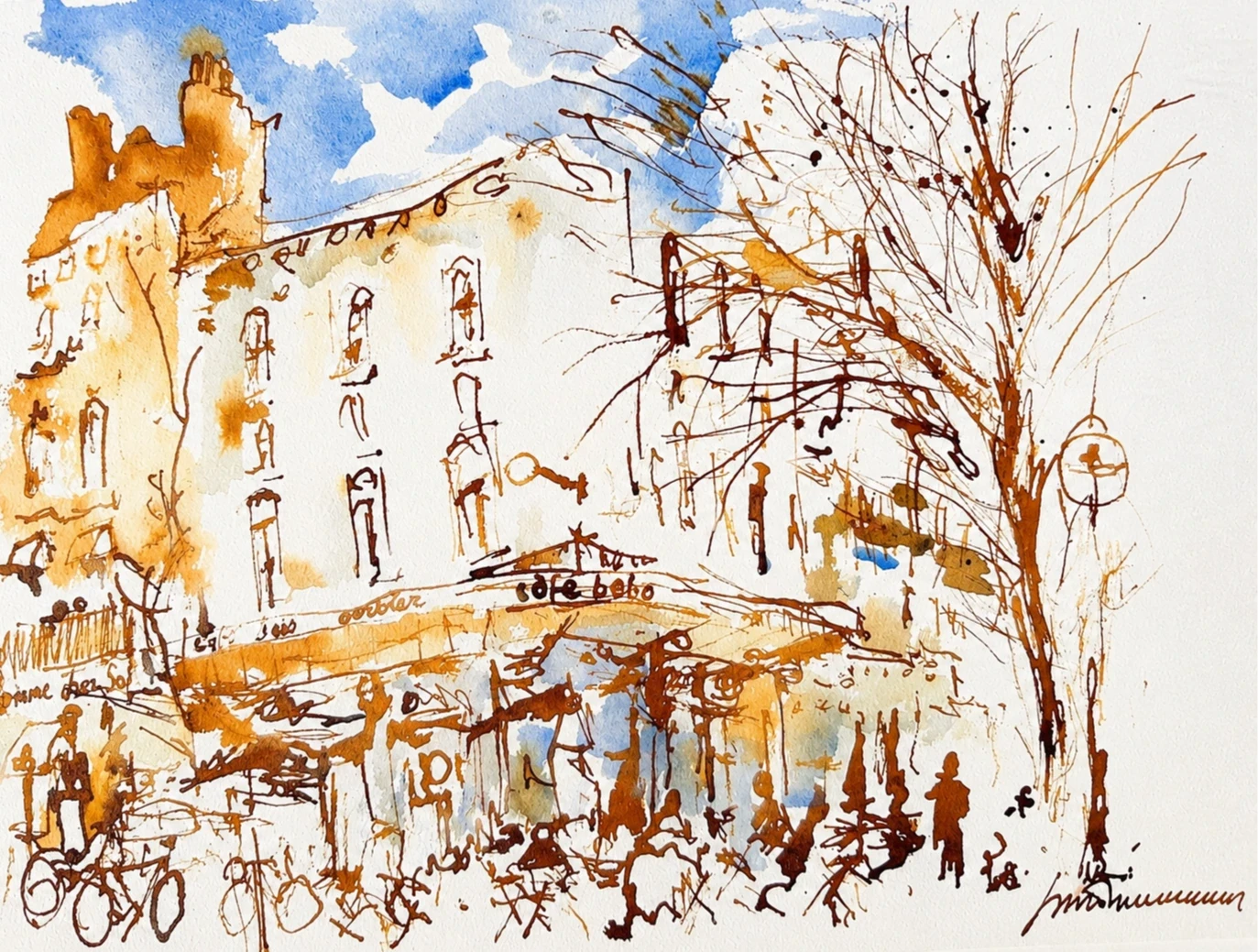 Bebo, Brussels, watercolour by Kris Herteleer