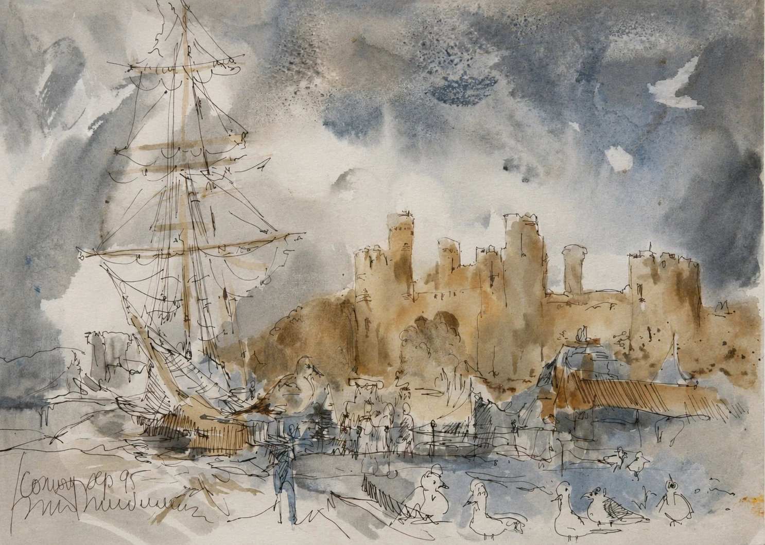 Conwy Castle, watercolour by Kris Herteleer