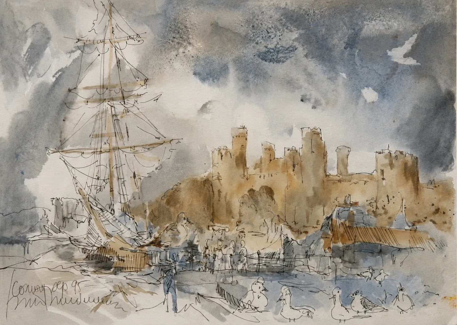 Conwy Castle, watercolour by Kris Herteleer
