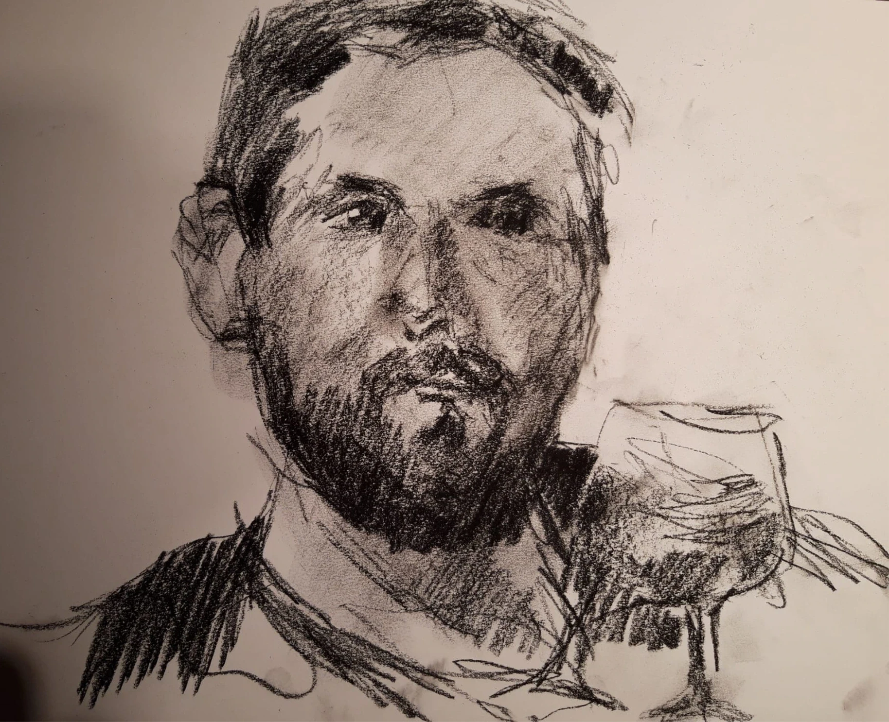 Customer in the Bar, drawing by Kris Herteleer