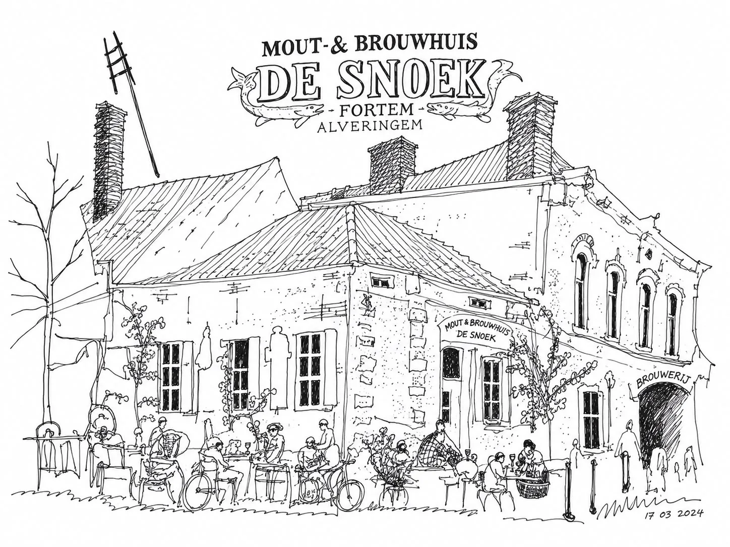 De Snoek, pen drawing by Kris Herteleer