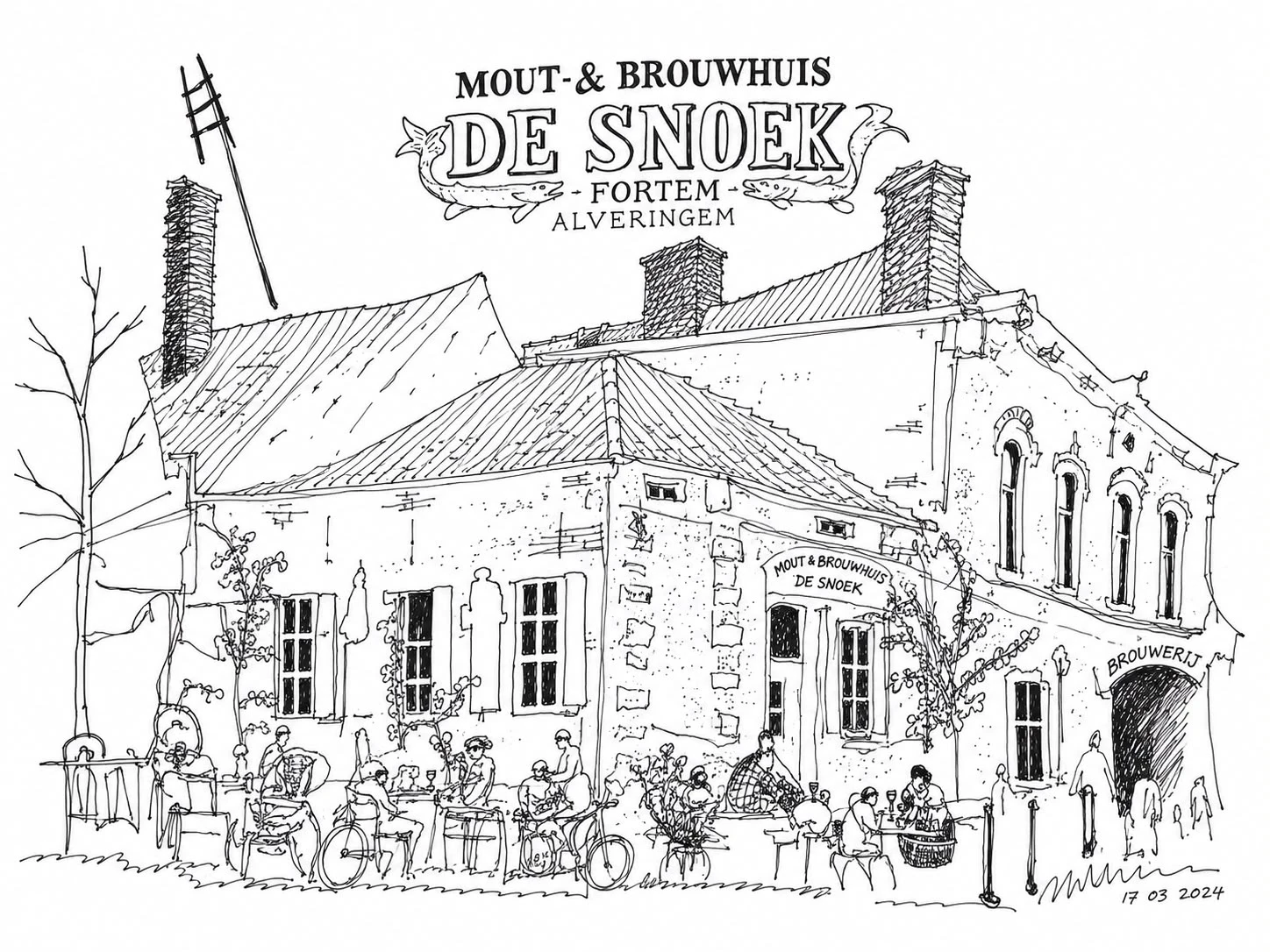 De Snoek, pen drawing by Kris Herteleer