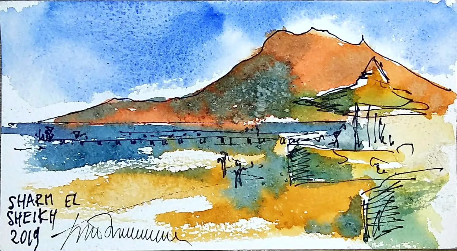 Egypt, watercolour by Kris Herteleer