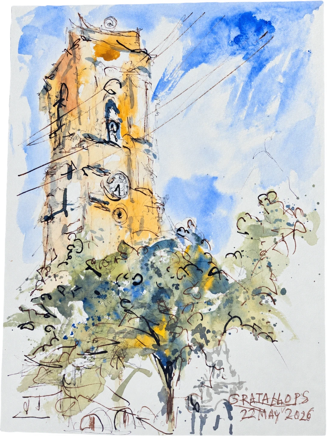 Gratallops, watercolour by Kris Herteleer