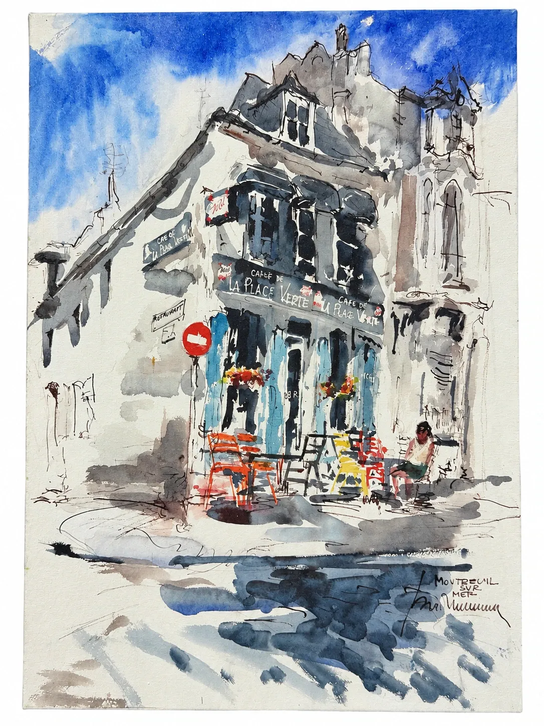 La Place, watercolour by Kris Herteleer