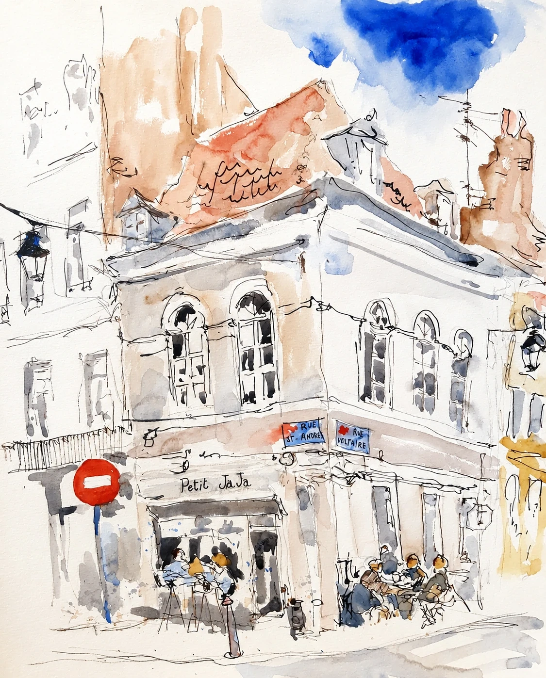 Le Petit Jaja, watercolour by Kris Herteleer