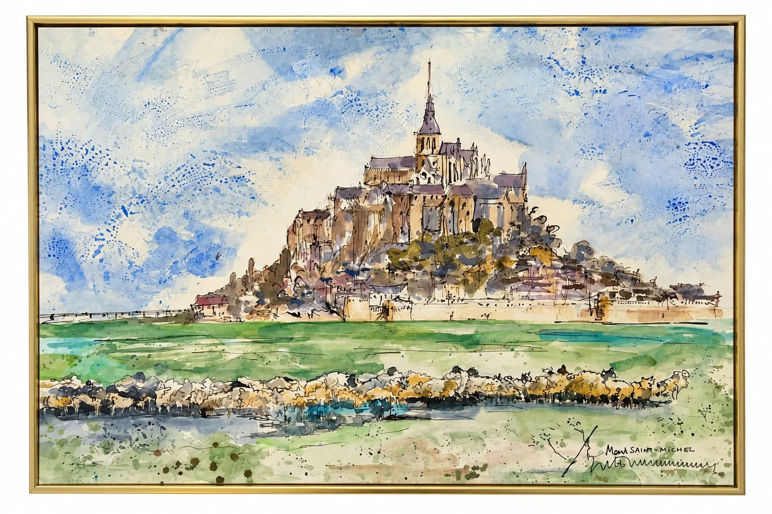 Mont-Saint-Michel, watercolour by Kris Herteleer