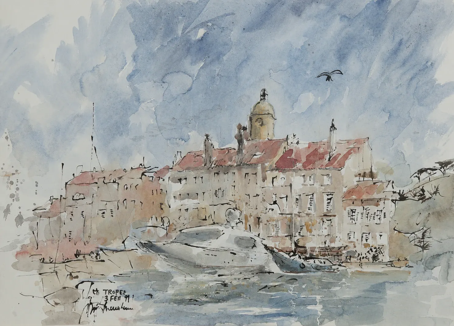 Saint-Tropez, watercolour by Kris Herteleer