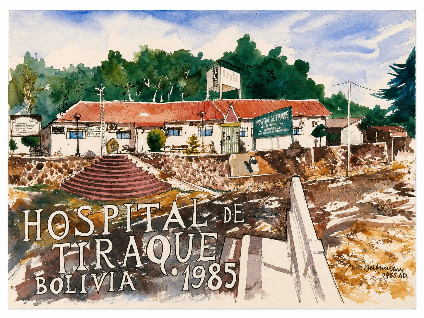 Tiraque, Bolivia, watercolour by Kris Herteleer